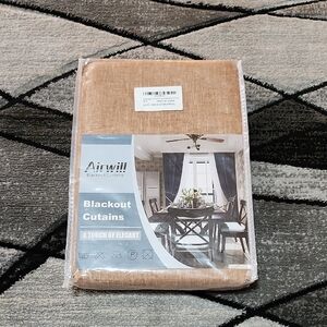 AIRWILL BLACKOUT ELEGANT 2 PANEL GROMMET TOP TAN CURTAINS